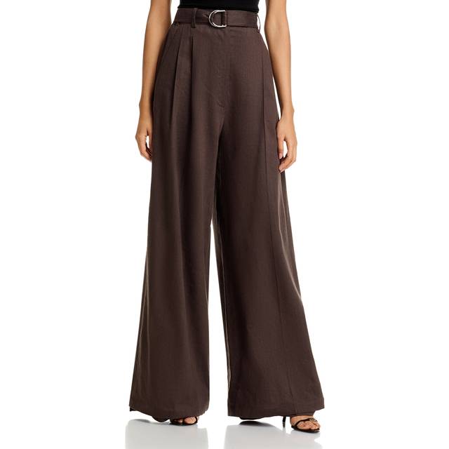 Wide Double-Pleat Trousers with Belt - espresso - d1p - 10
