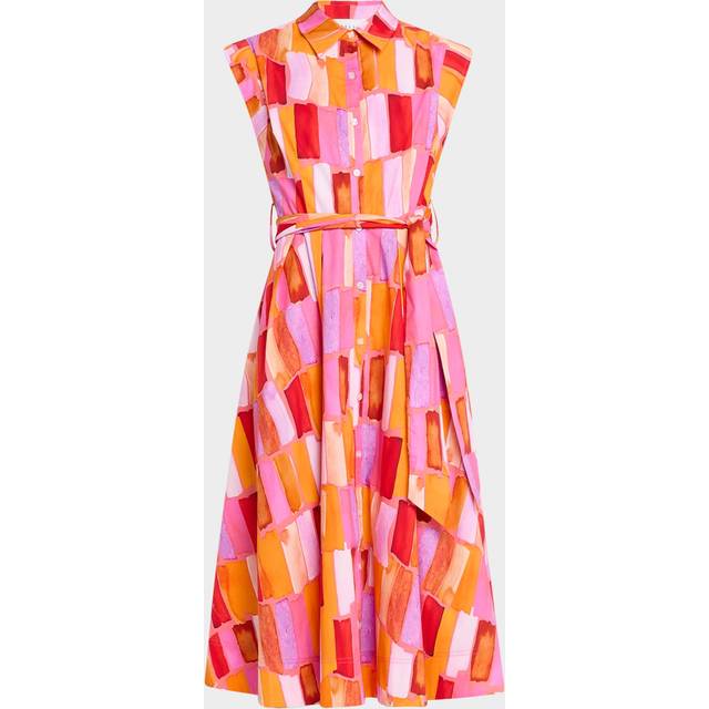 Jules Sunset Tile Poplin Midi Dress - PINK MULTI - 4