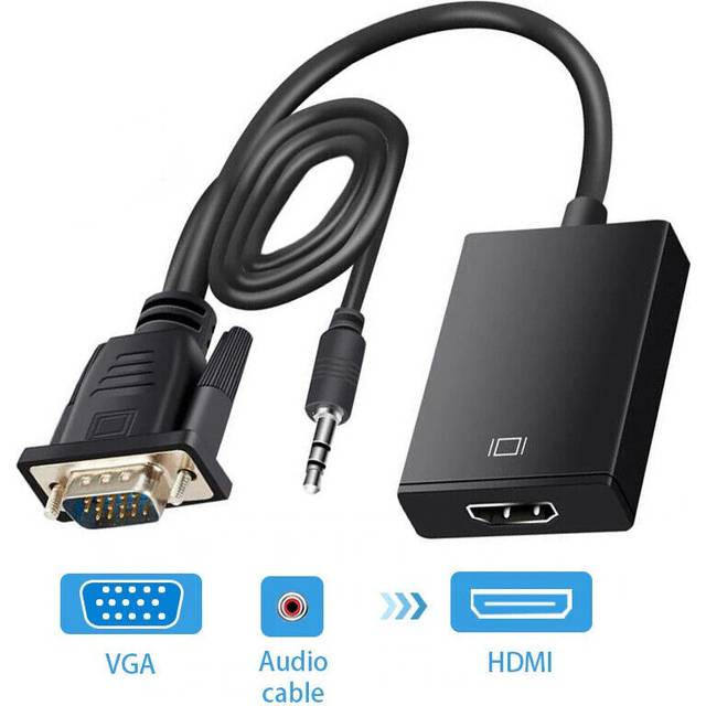 15 pin vga d-sub male to hdmi female video converter adapter cable 3.5mm audio