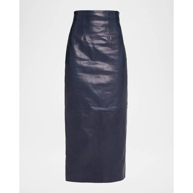 Loxley Leather Pencil Maxi Skirt - DARK NAVY - 6