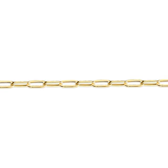 Jewelco London Ladies 9ct Gold Elongated Oval Pill Paperclip 2.5mm Gauge Chain Bracelet, 7.5 inch 19cm - JCN093B-7.5