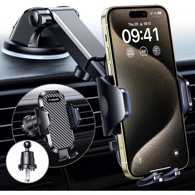 Vanmass 2025 best car phone holder upgraded suction & clip]rotatable universal