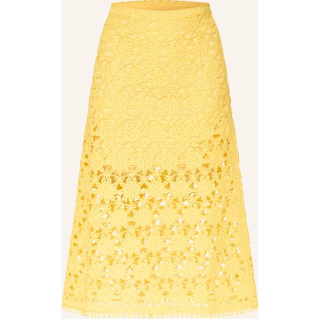 Jupe Longue En Crochet - Jaune Banane - Maje -  Matière principale: 100% cotonDoublure: 92% polyester, 8% elasthanne - Prêt-à-porter > Bas > Jupes