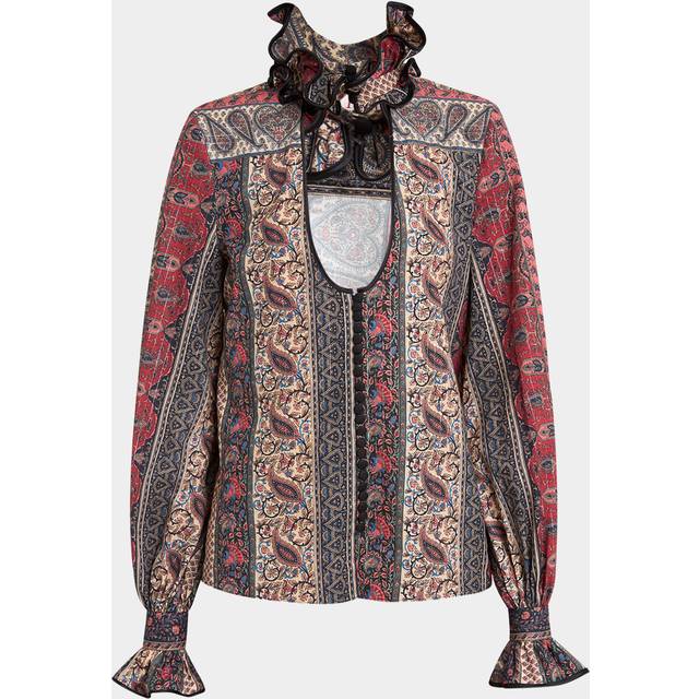 Balza Voyage Lame Ruffle Cutout Blouse - MULTI - 36 IT (0 US)
