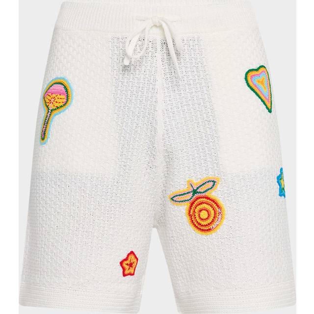 Casablanca White Motif Crochet Shorts - WHITE - M