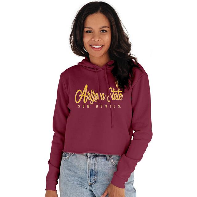 Blue 84 Women's Arizona State Sun Devils Vintage Crop Hoodie  Arizona State Sun Devils Maroon  Large