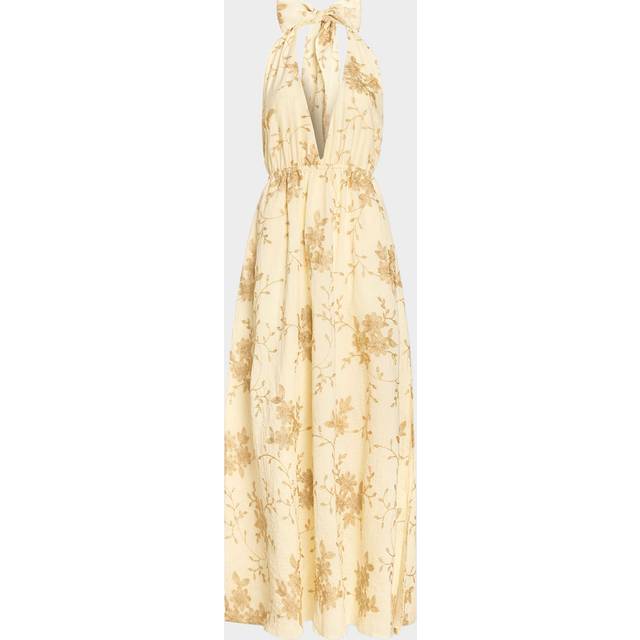 Imelda Floral Embroidered Maxi Dress - IVORY LUREX EMBROIDERY - X-Small