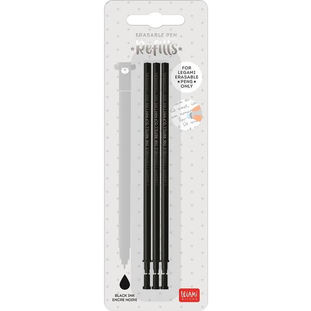 Legami Set of 3 Black Ink Erasable Gel Pen Refills