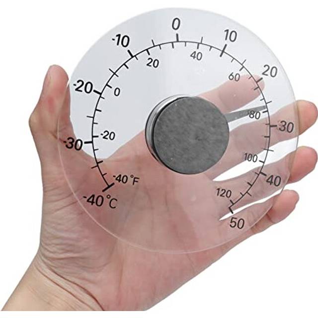 Outdoor Indoor Thermometer, Self Adhesive Window Temperature Transparent Temperature Monitoring Thermometer -40 to +50 Stick on Outdoor Door Window
