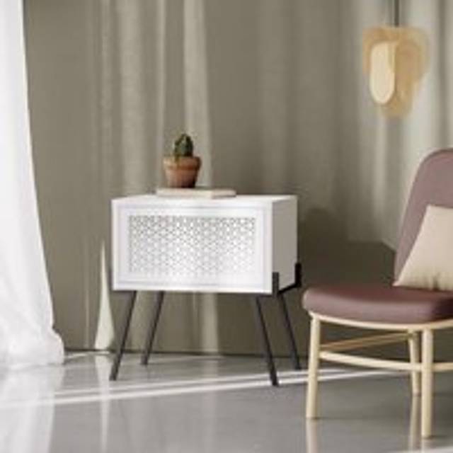 White 1 Door Bedside Chest Push To Open - One Size