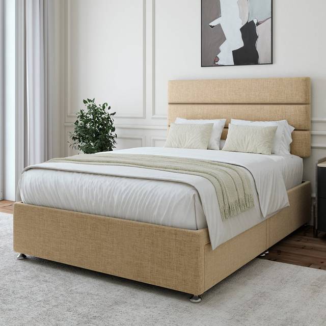 Bedmaster Small Double Cream Linen 2 Drawer Divan Base