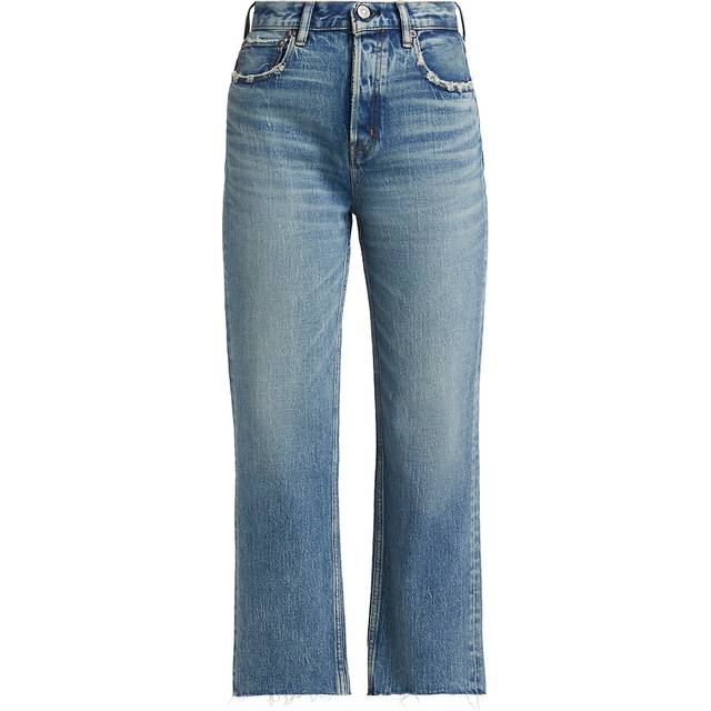 Plainedge Wide Straight Cropped Jeans - BLU - 26
