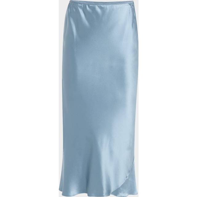Sense Of Shine Bias-Cut Silk Satin Midi Skirt - MALACHITE - 10