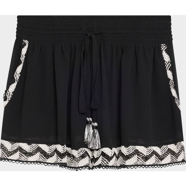 Hank Sheer Drawstring Shorts - BLACK W/ WHITE - X-Small