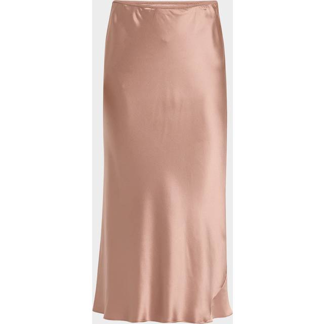 Sense Of Shine Bias-Cut Silk Satin Midi Skirt - BURNT TAN - 4