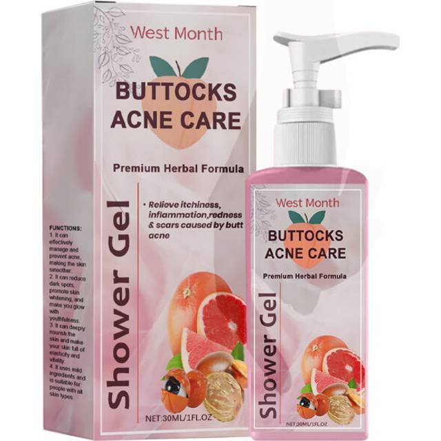 West&Month Butt Acne Treatment Shower Gel - Fade Acne & Refresh Skin, 30ml