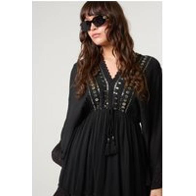 Blue Vanilla Black Embellished Kimono Sleeve Mini Dress