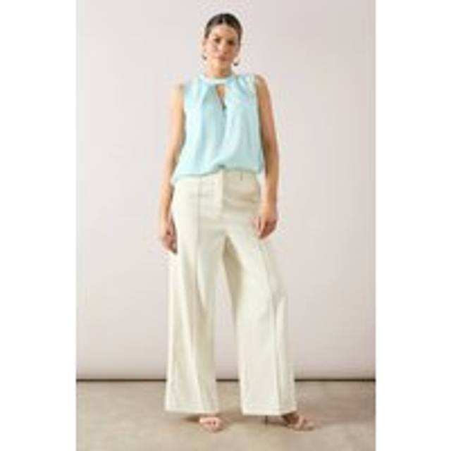 Womens Dobby Sleeveless Blouse - Blue - 18