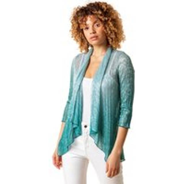 Roman Teal Ombre Metallic Plisse Kimono - Size 12