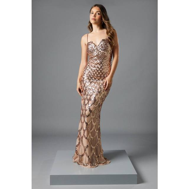 Sequin Cami Maxi Dress - Champagne - 8