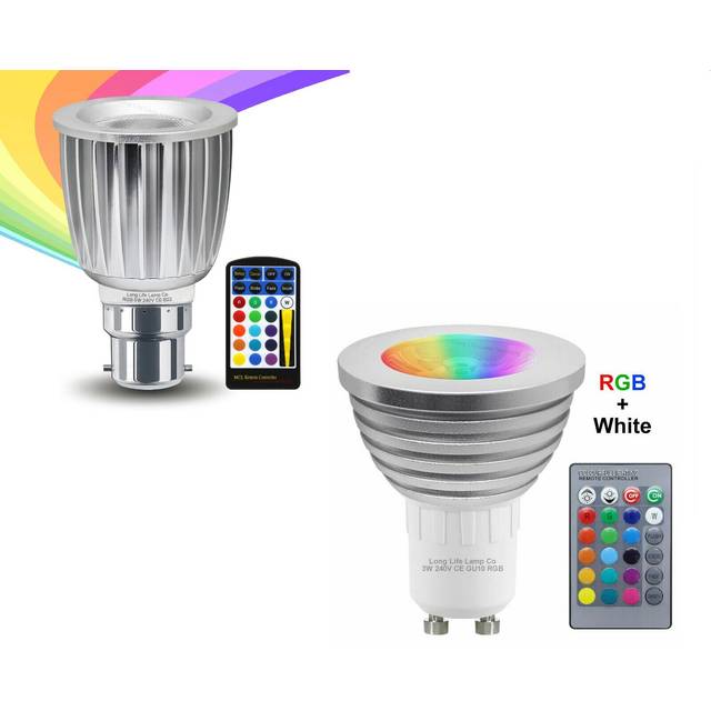 16 color changing rgb led light bulb + remote control b22, e27, gu10, mr16