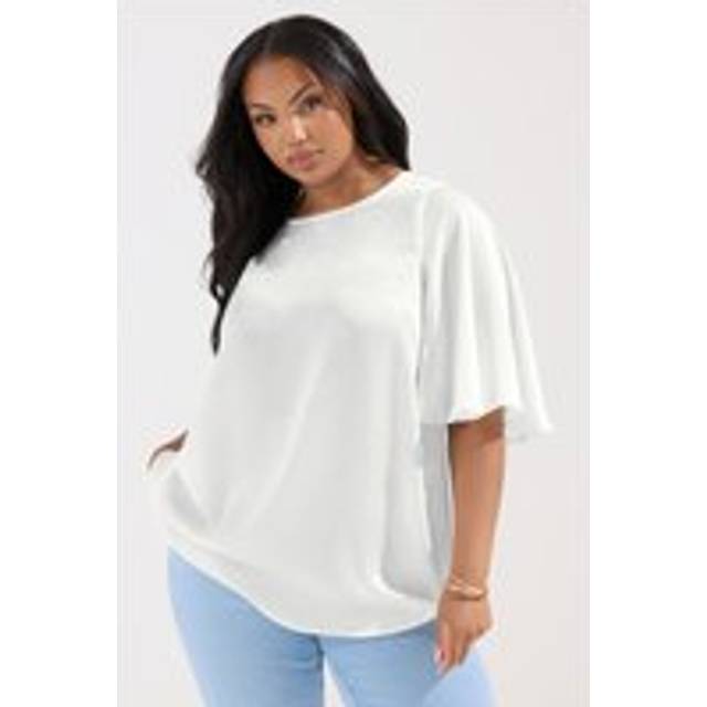 Yours Curve White Metallic Angel Sleeve Blouse, Women's Curve & Plus Size, Yours - 30-32