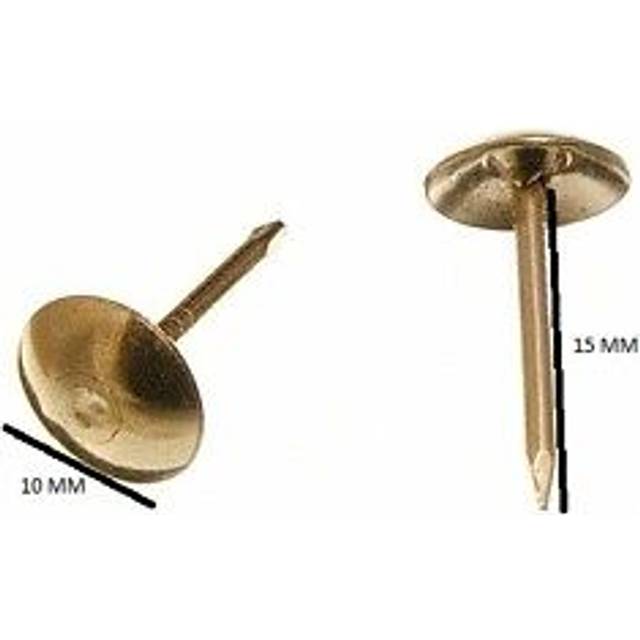 24 Of Upholstery Nail Furniture Tack Studs Brass Plated 10.5mm Of 16mm