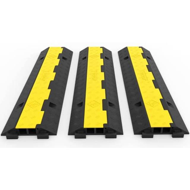 Cable Protector 3 Packs 2 Channels 101 x 25 x 5 cm Cable Cover for Cables Commercial TPR with Modular Design for Car Parks, Warehouses
