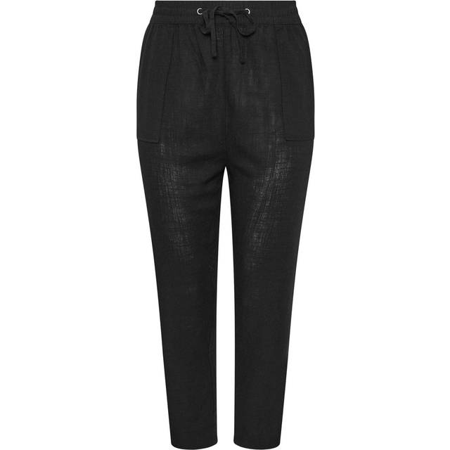 Yours Curve Black Linen Tie Front Joggers, Women's Curve & Plus Size, Yours - 16