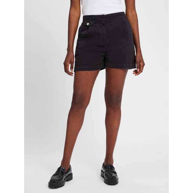 A-line shorts in peached stretch cotton - Black