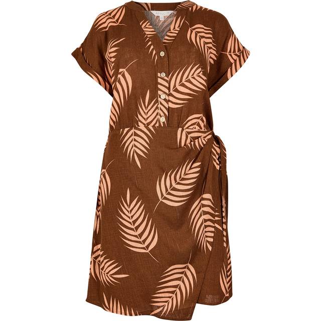 Apricot Women's Rust Palm Leaf Print Wrap Mini Dress New Look - UK 8