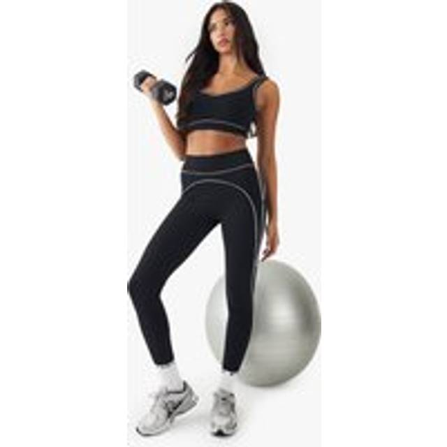 Womens DSGN Studio Ultra Sculpt Contrast Piping Sports Legging - Black - M