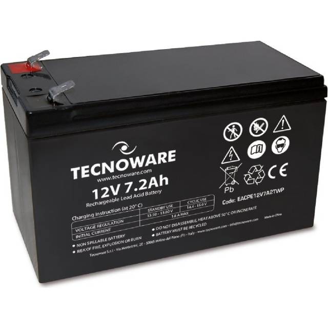 - 12V Charge 7.2 Ah Lead-Acid Sealed Battery, for UPS, Video Surveillance and Alarm Systems, 2.5 Inch Faston Connection, Long Lasting, No Maintenance,