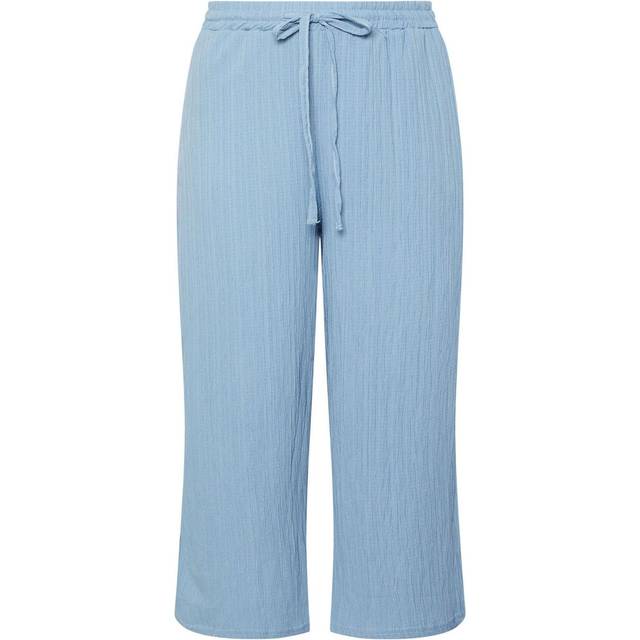 Yours Curve Light Blue Crinkle Midaxi Culottes, Women's Curve & Plus Size, Yours - 16