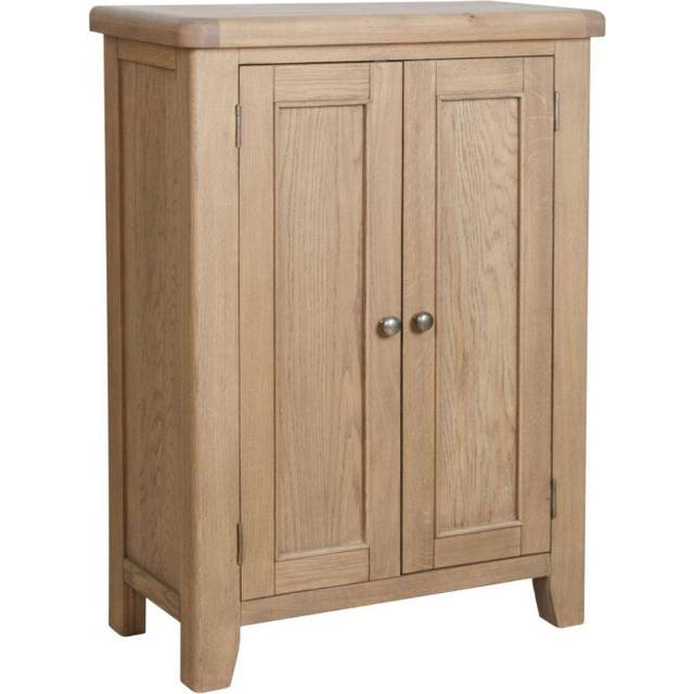 Holcombe shoe cabinet cupboard 2 door hallway storage oak rack stand solid wood
