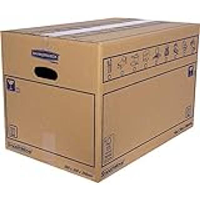 Bankers Box 6208201 Pack 10 kartonglådor med handtag för flyttning, förvaring och transport, ultrastark dubbelkanal, 45 liter, brun, 50 x 30 x 30 cm