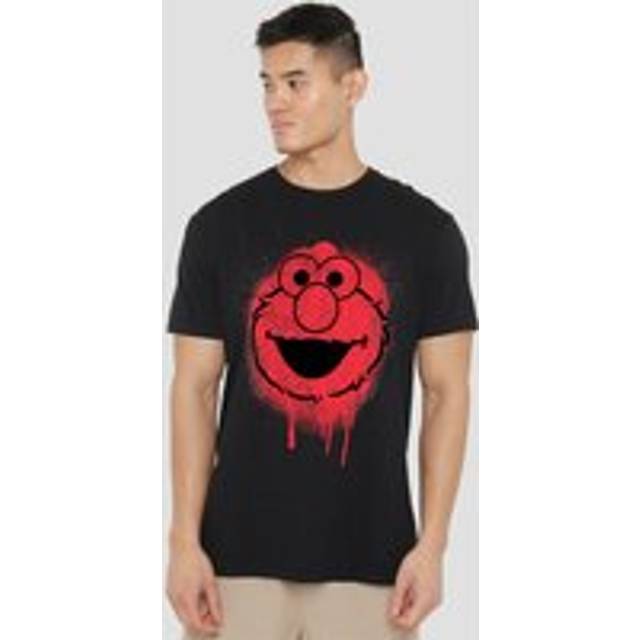 Sesame Street Elmo Graffiti Spray Face T Shirt, Black - L