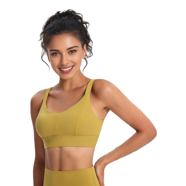 Racerback Sports Bra Yellow Green M