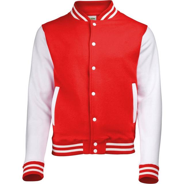 (3XL, Fire Red/White) Awdis Unisex Adult Varsity Jacket