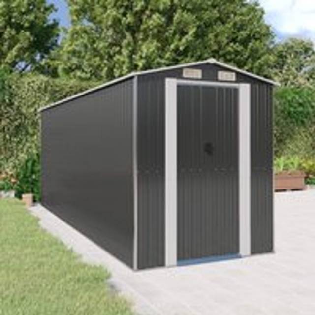 Garden Shed Anthracite 192x523x223 cm Galvanised Steel - Black - One Size