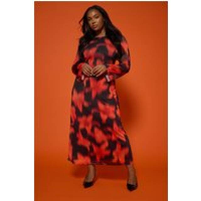Limited Collection Curve Red Floral Mesh Midaxi Dress, Women's Curve & Plus Size, Limited Collection - 30-32