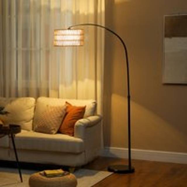 HOMCOM Floor Lamp for Living Room, Standing Lamp with Foot Switch, Black, Black