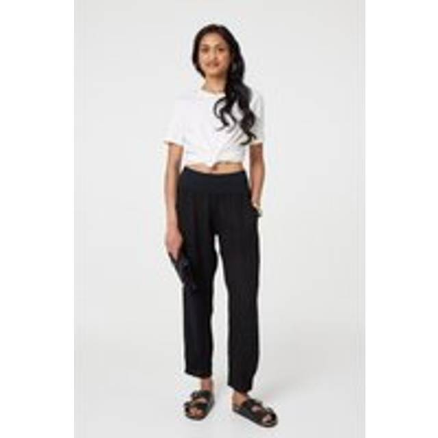 Izabel London Relaxed Linen Blend Tapered Trousers - Black - 10