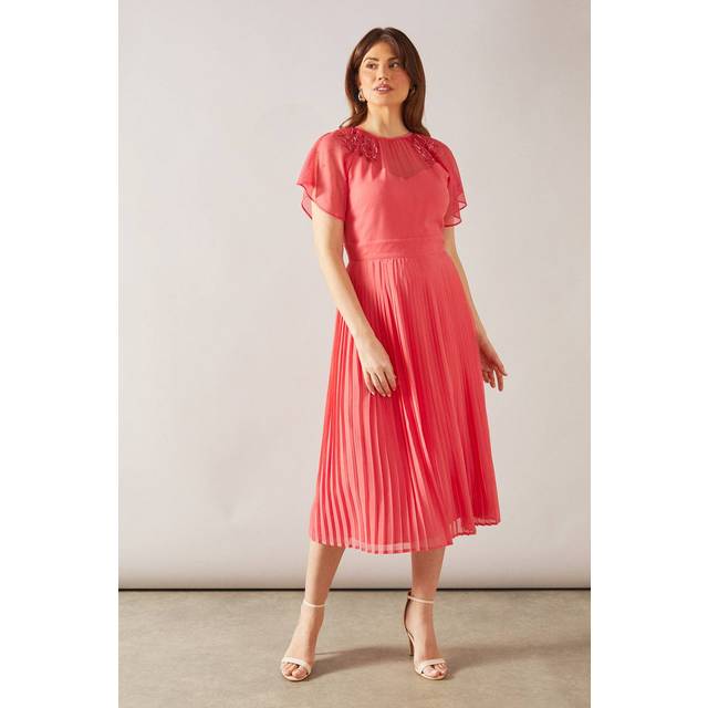 Wallis coral fit & flare dress womens occasion dresses