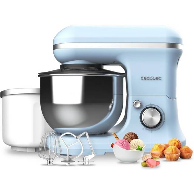 Cecotec Degblandare Cecomixer Merengue 5L 1200 Ice-Cream Blue. 1200 W, 5 Funktioner, 5 L Stålskål Och Tillbehör För Vispning Och Knådning, Inkluderar Funktion För Att Göra Glass