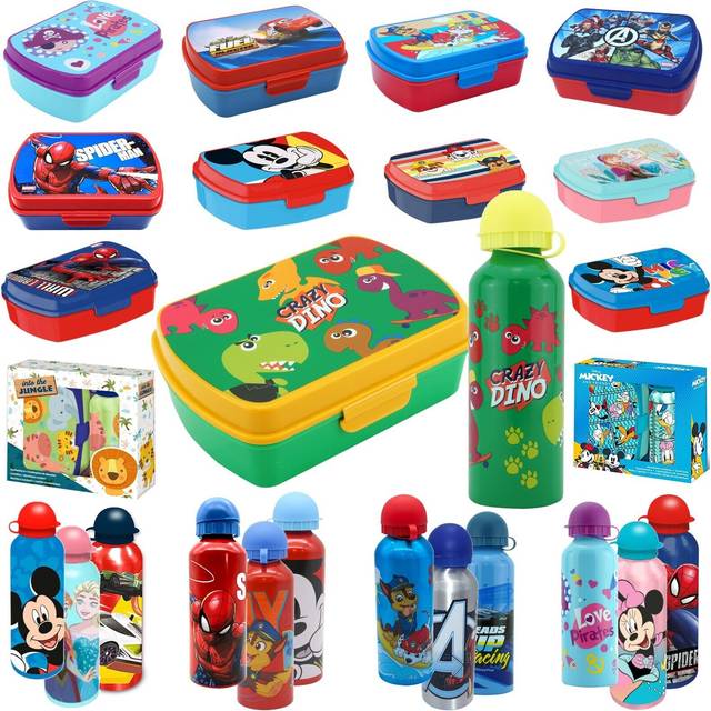 2pk kids aluminum water bottle 500ml & leak proof lunch box, school, picnic gift