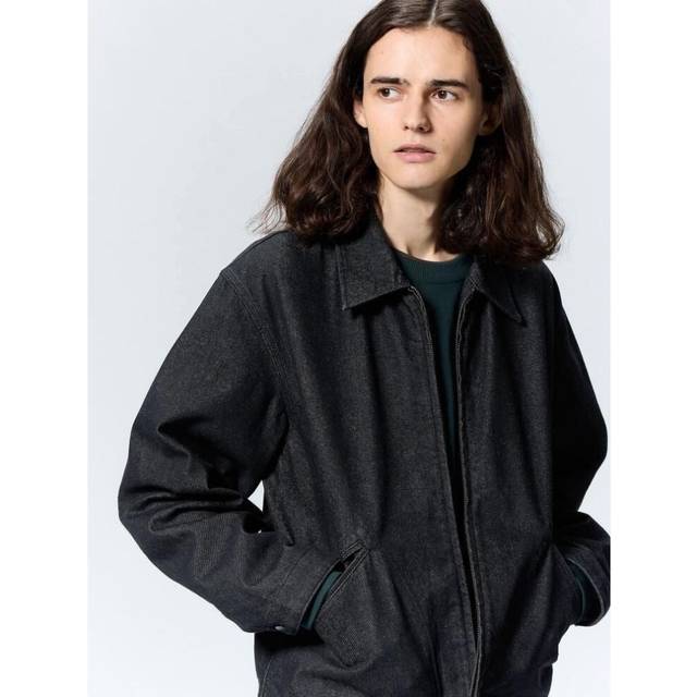 (08 DARK GRAY/XL) Gu By Uniqlo Denim Zip Up Jacket