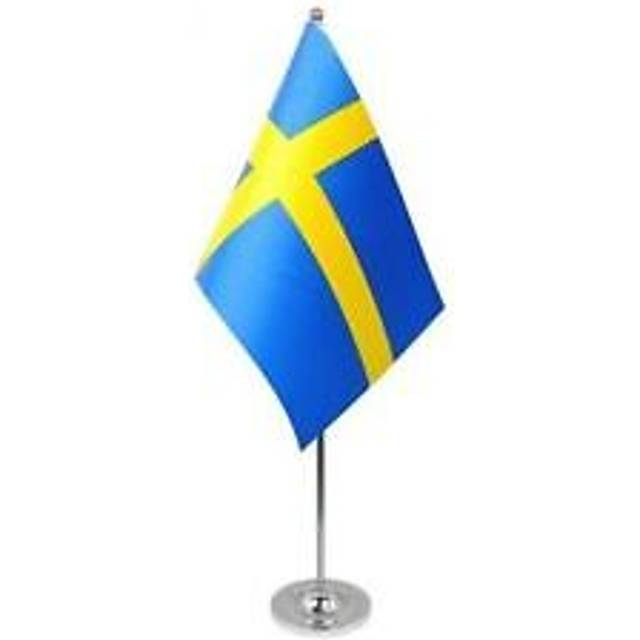 AZ FLAG – Prestige bordsflagga Sverige 22 x 15 cm metall – svensk bordsflagga 15 x 22 cm – flaggor