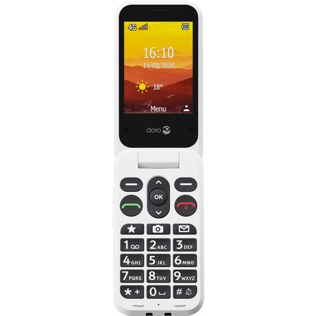 Doro leva l20 4g flip big button 128mb sim-free mobile phone - red/white