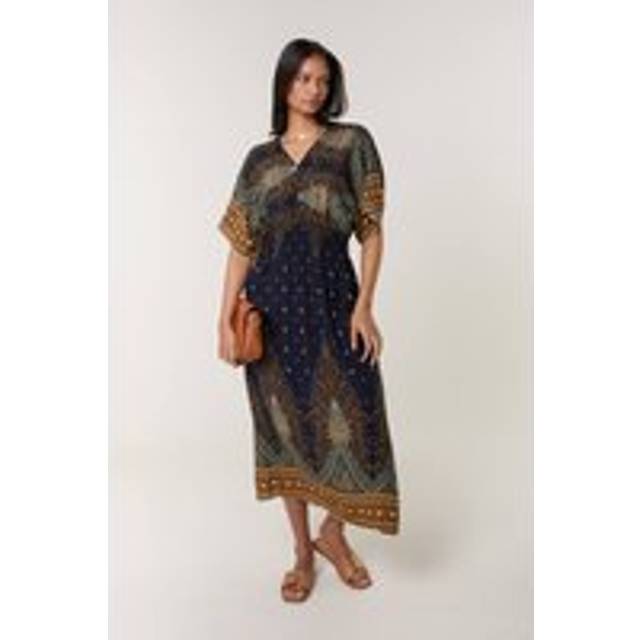 Blue Vanilla Navy Peacock Print Dress